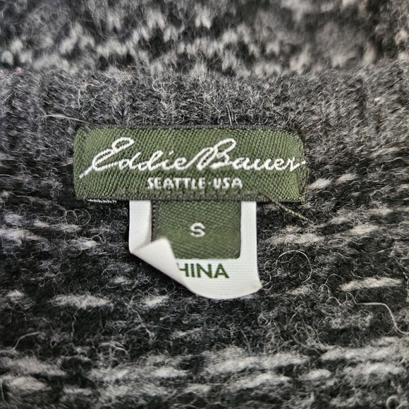 Eddie Bauer Fair Isle Wool Button Down Gray Cardigan‎ Sweater Small Women's - Picture 7 of 8